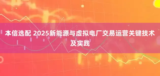 本信选配 2025新能源与虚拟电厂交易运营关键技术及实践